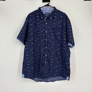 Charleston Threads Mens Navy Women Swimming‎ Casual Button Down Shirt Size XXL
